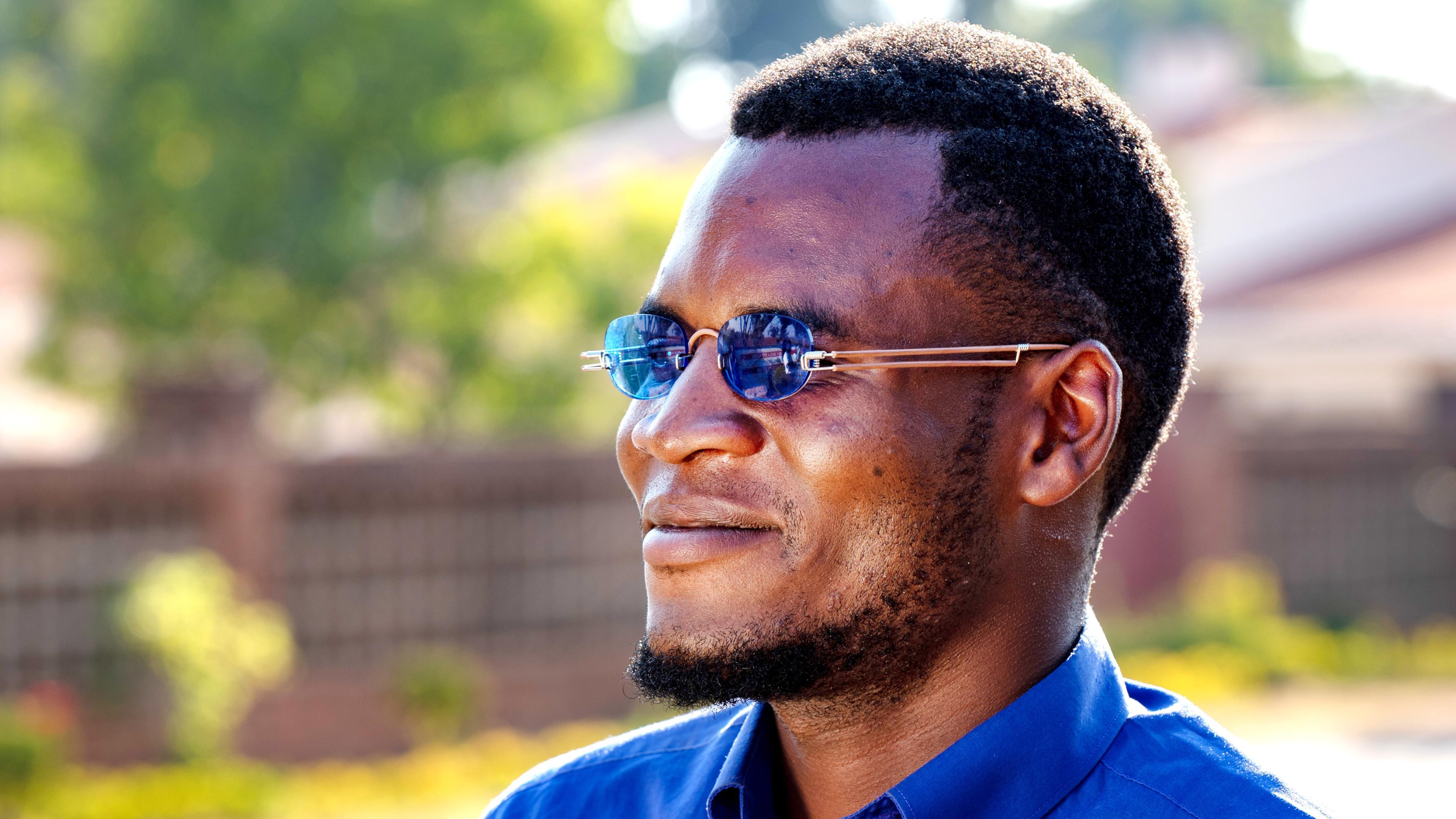 Malawian man with GoodVision Glasses Sunglasses with large lenses
